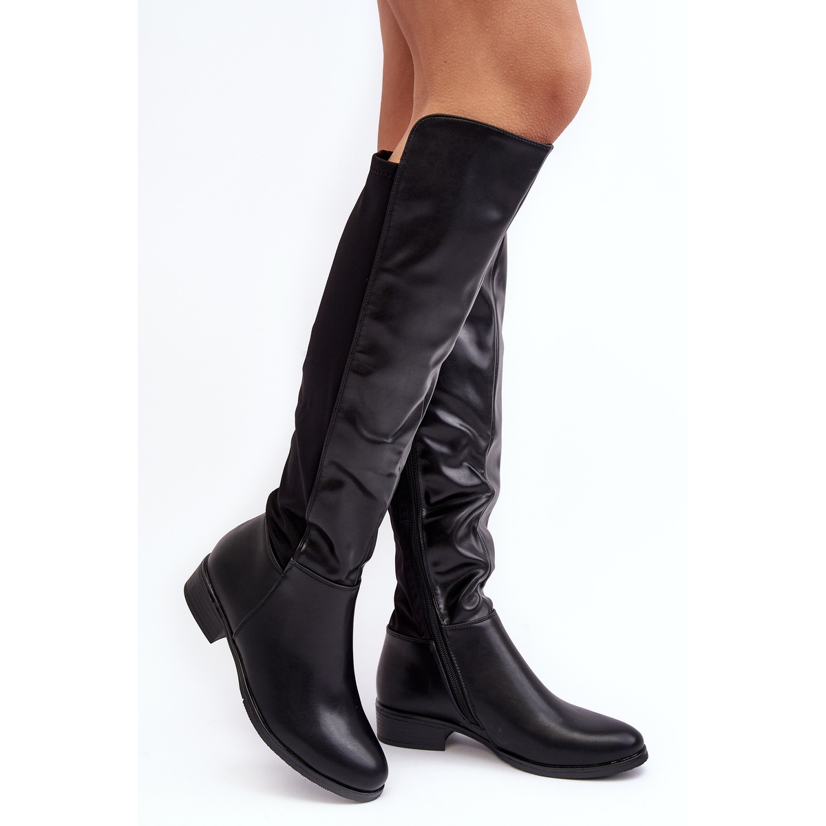 Botas por encima de la rodilla de piel para mujer S.Barski HY27098A Negro