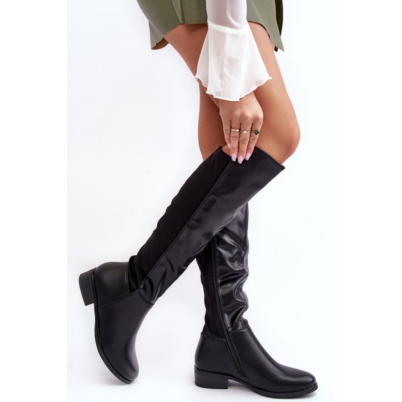 Botas por encima de la rodilla de piel para mujer S.Barski HY27098A Negro 2