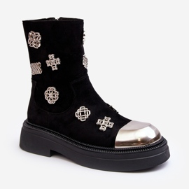S.Barski Botines aislados de ante con adornos D&amp;A MR870-14 Negro 2