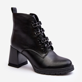 S.Barski Botas Mujer Tacón Alto Con Cordones D&amp;A CR8120 Negro 1