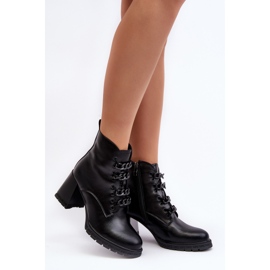 S.Barski Botas Mujer Tacón Alto Con Cordones D&amp;A CR8120 Negro 2