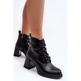 S.Barski Botas Mujer Tacón Alto Con Cordones D&amp;A CR8120 Negro 5