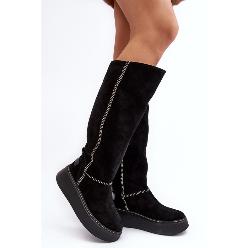 Botas de mujer de ante con plataforma enorme Maciejka 06312-01 Negro 1 Botas de mujer de ante con plataforma enorme Maciejka 06312-01 Negro 1