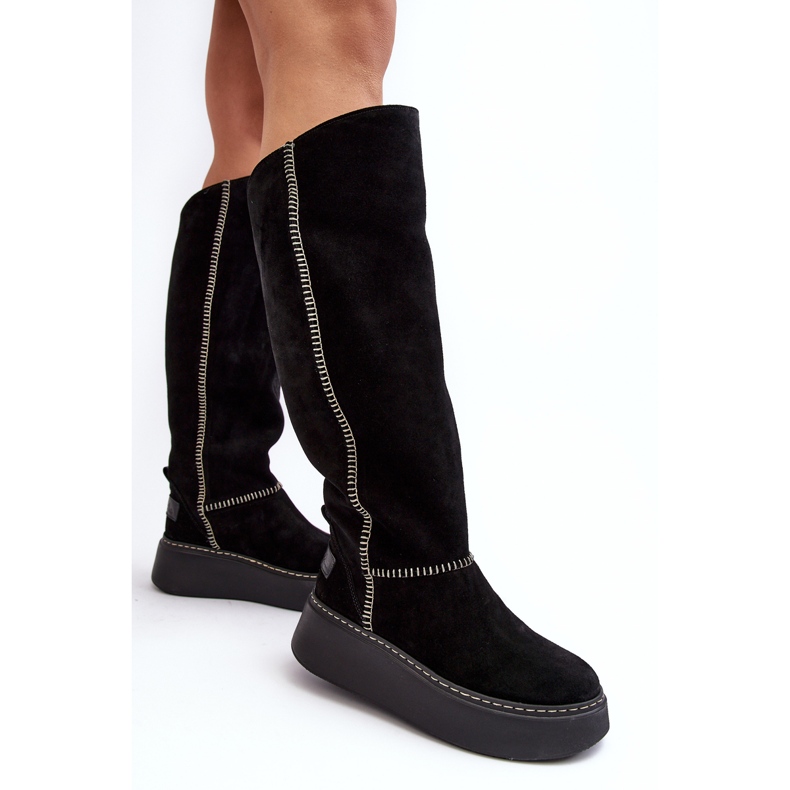 Botas de mujer de ante con plataforma enorme Maciejka 06312-01 Negro 2 Botas de mujer de ante con plataforma enorme Maciejka 06312-01 Negro 2
