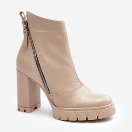 Botines Tacón Alto Piel Moda Laura Messi 2509 Beige Claro 1