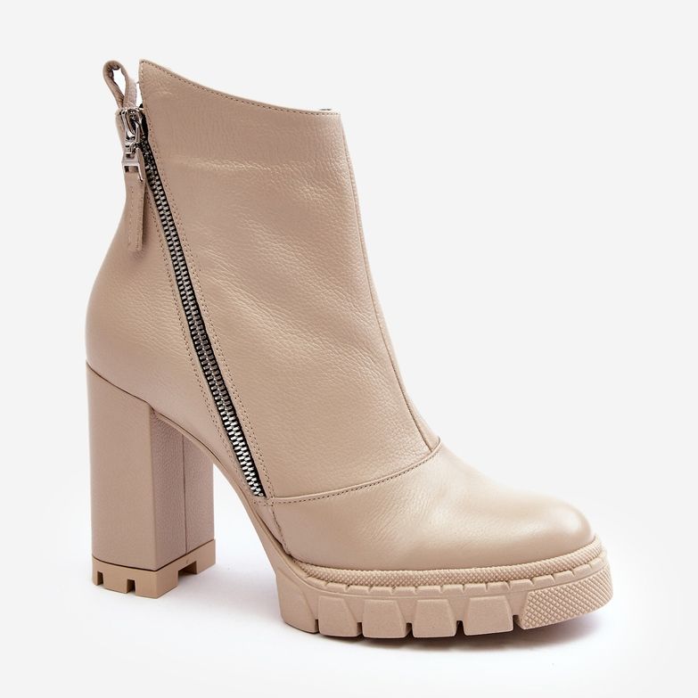 Botines Tacón Alto Piel Moda Laura Messi 2509 Beige Claro 1