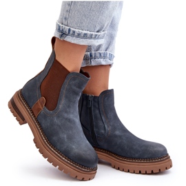 Botas Chelsea aislantes para mujer con tacón plano, azul Myrine 10