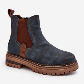 Botas Chelsea aislantes para mujer con tacón plano, azul Myrine 2
