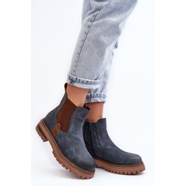 Botas Chelsea aislantes para mujer con tacón plano, azul Myrine 3