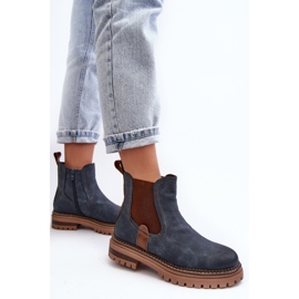 Botas Chelsea aislantes para mujer con tacón plano, azul Myrine 6