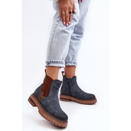 Botas Chelsea aislantes para mujer con tacón plano, azul Myrine 7