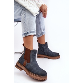 Botas Chelsea aislantes para mujer con tacón plano, azul Myrine 1