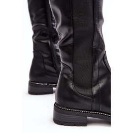 Botas por encima de la rodilla con tacón plano para mujer, negro Klemmo 5