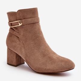 Botines de tacón bajo para mujer Beige Verice 1