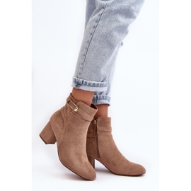 Botines de tacón bajo para mujer Beige Verice 2