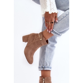 Botines de tacón bajo para mujer Beige Verice 3