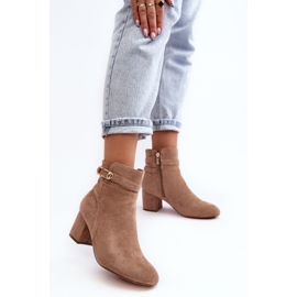 Botines de tacón bajo para mujer Beige Verice 4
