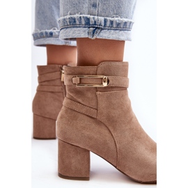 Botines de tacón bajo para mujer Beige Verice 5