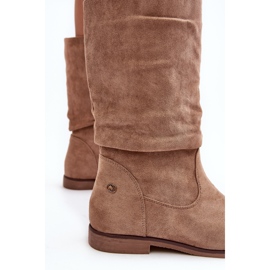 Botas De Mujer Beige Con Tacón Plano Y Parte Superior Fruncida Kotine 6
