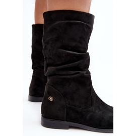 Botas planas de mujer con parte superior fruncida, negro Kotine 5