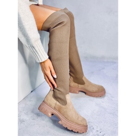 Botas tipo calcetín Trotter caqui beige 2