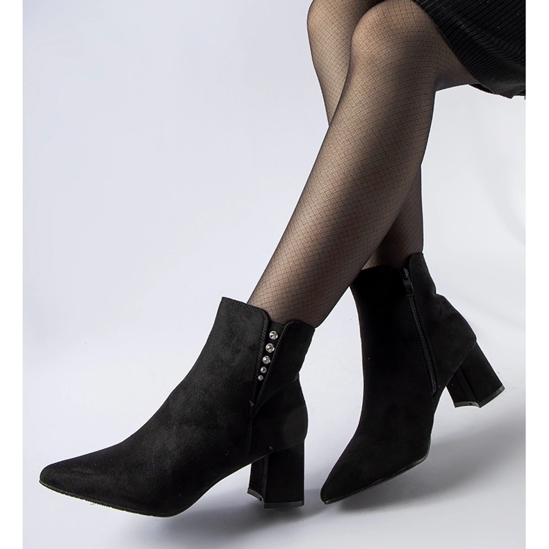 Botines negros de ante ecológico con tacón Pikeville 1 Botines negros de ante ecológico con tacón Pikeville 1