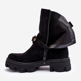 Botines Mujer Ante Con Cadena Negro Nemette 2