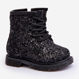 Botines Infantiles Aislantes Glitter con Cremallera, Negro Saussa 14
