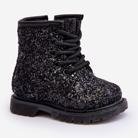 Botines Infantiles Aislantes Glitter con Cremallera, Negro Saussa 13