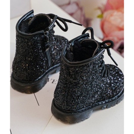 Botines Infantiles Aislantes Glitter con Cremallera, Negro Saussa 12