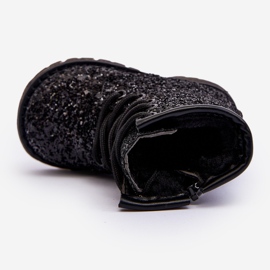 Botines Infantiles Aislantes Glitter con Cremallera, Negro Saussa 4