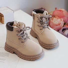 Botas Trapper Infantil Bansi Beige Con Cremallera 2