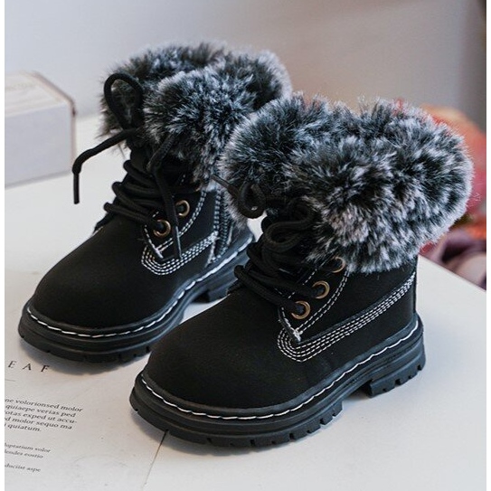 Botas Trapper Infantiles con Cremallera y Pelo, Negro Gerande 1 Botas Trapper Infantiles con Cremallera y Pelo, Negro Gerande 1