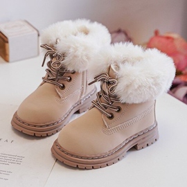 Botas Trapper Infantil con Cremallera y Pelo, Beige Gerande 1