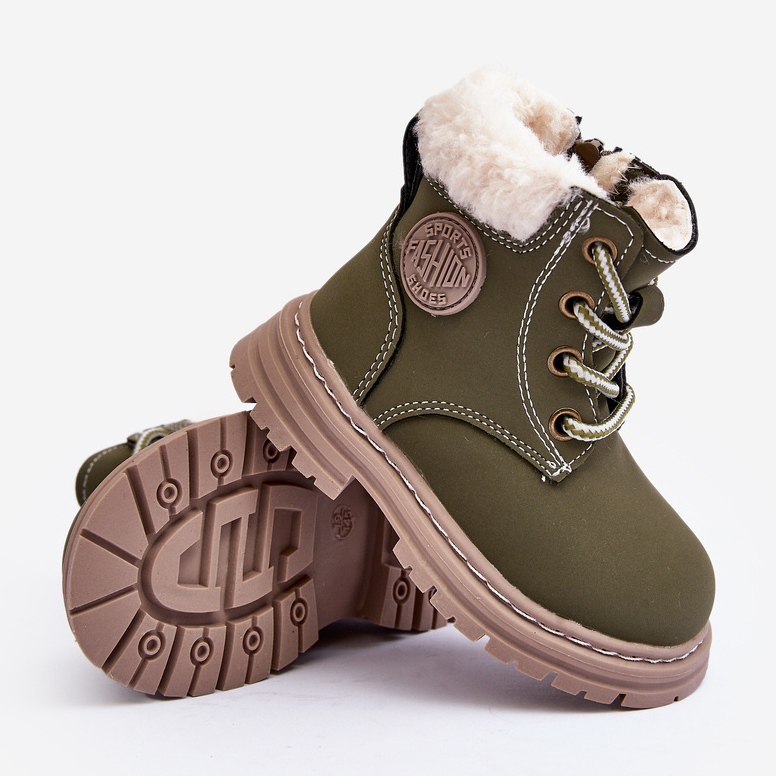 Zilelone Marialee Botas Trapper Cremallera Infantil con Piel de Oveja verde 1