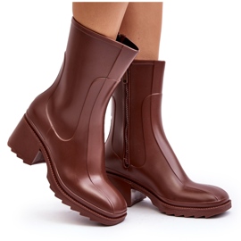 Botas de agua mate con tacón alto para mujer, marrón Bertaida 8