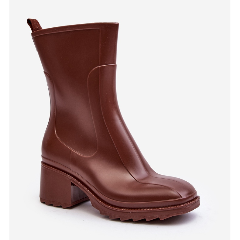 Botas de agua mate con tacón alto para mujer, marrón Bertaida 1