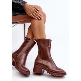 Botas de agua mate con tacón alto para mujer, marrón Bertaida 7