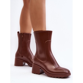 Botas de agua mate con tacón alto para mujer, marrón Bertaida 4