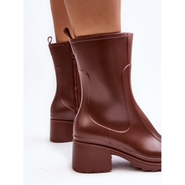 Botas de agua mate con tacón alto para mujer, marrón Bertaida 6