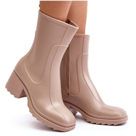 Botas de agua mate con tacón alto para mujer, Beige Bertaida 4
