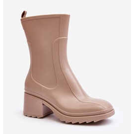 Botas de agua mate con tacón alto para mujer, Beige Bertaida 3