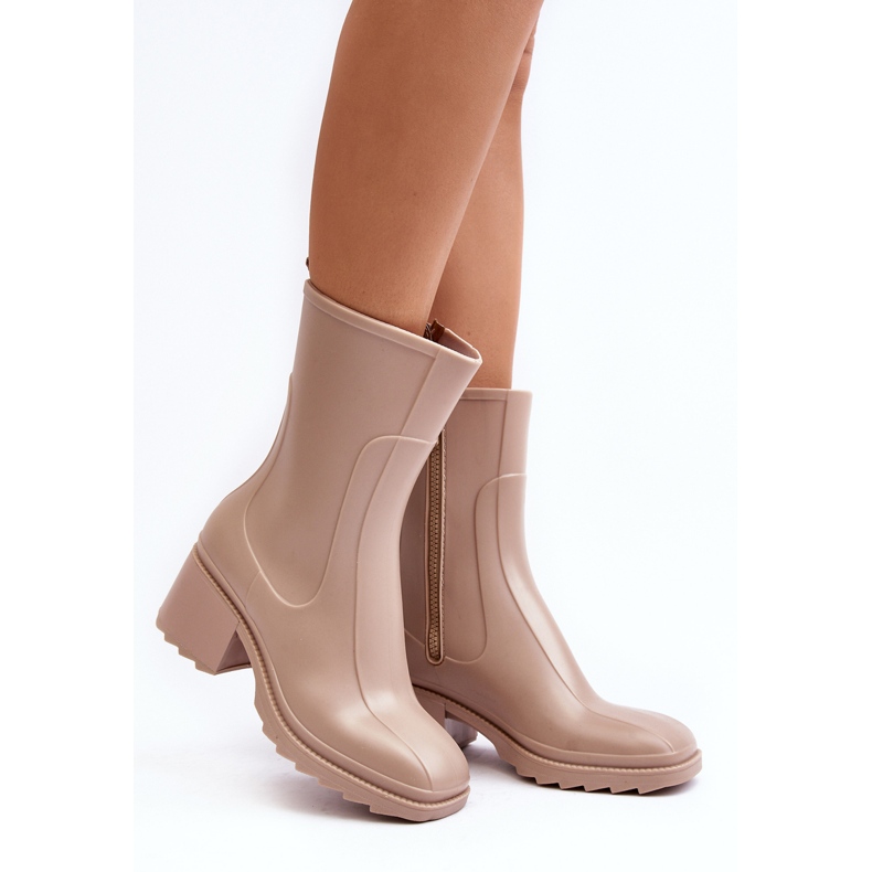 Botas de agua mate con tacón alto para mujer, Beige Bertaida 1