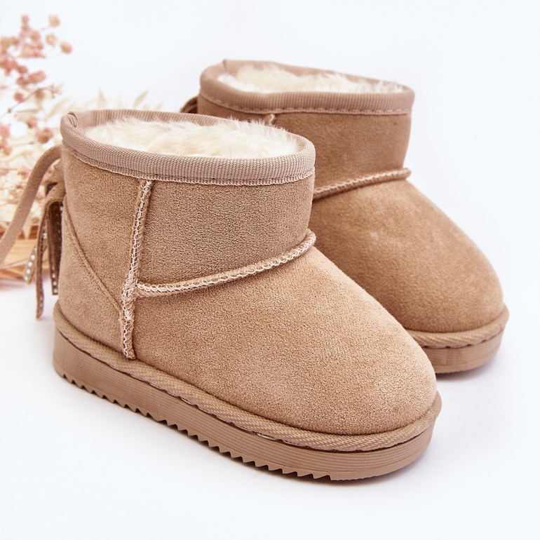 Botas de nieve aislantes con flecos para niño, beige Mikyla 1