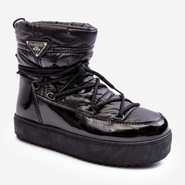 Botas de nieve de mujer con plataforma y cordones Negro Fleure 1