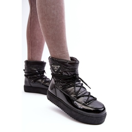 Botas de nieve de mujer con plataforma y cordones Negro Fleure 4