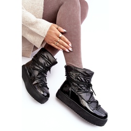 Botas de nieve de mujer con plataforma y cordones Negro Fleure 7