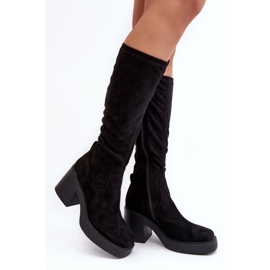 S.Barski Botas por encima de la rodilla para mujer con tacón alto enorme D&A SN622-10A Negro 1 S.Barski Botas por encima de la rodilla para mujer con tacón alto enorme D&A SN622-10A Negro 1