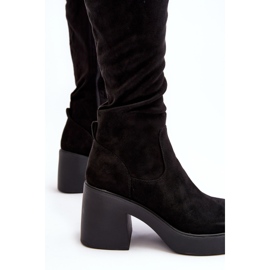 S.Barski Botas por encima de la rodilla para mujer con tacón alto enorme D&amp;A SN622-10A Negro 6