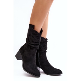 Botas aislantes para mujer con parte superior fruncida y tacón alto, Black Shavy negro 1 Botas aislantes para mujer con parte superior fruncida y tacón alto, Black Shavy negro 1